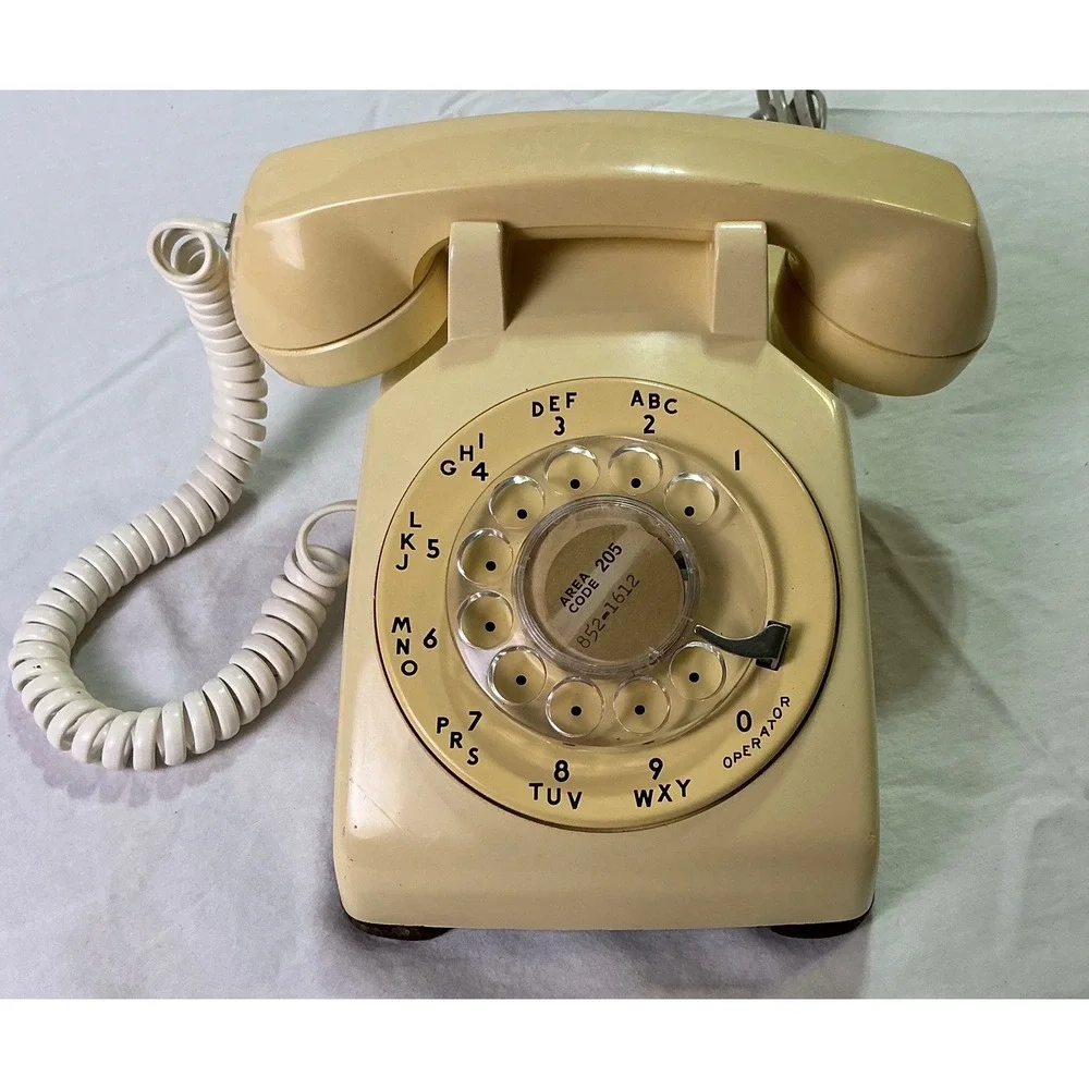 Vintage Bell System Western Electric Rotary Desk Telephone Beige Cream USA